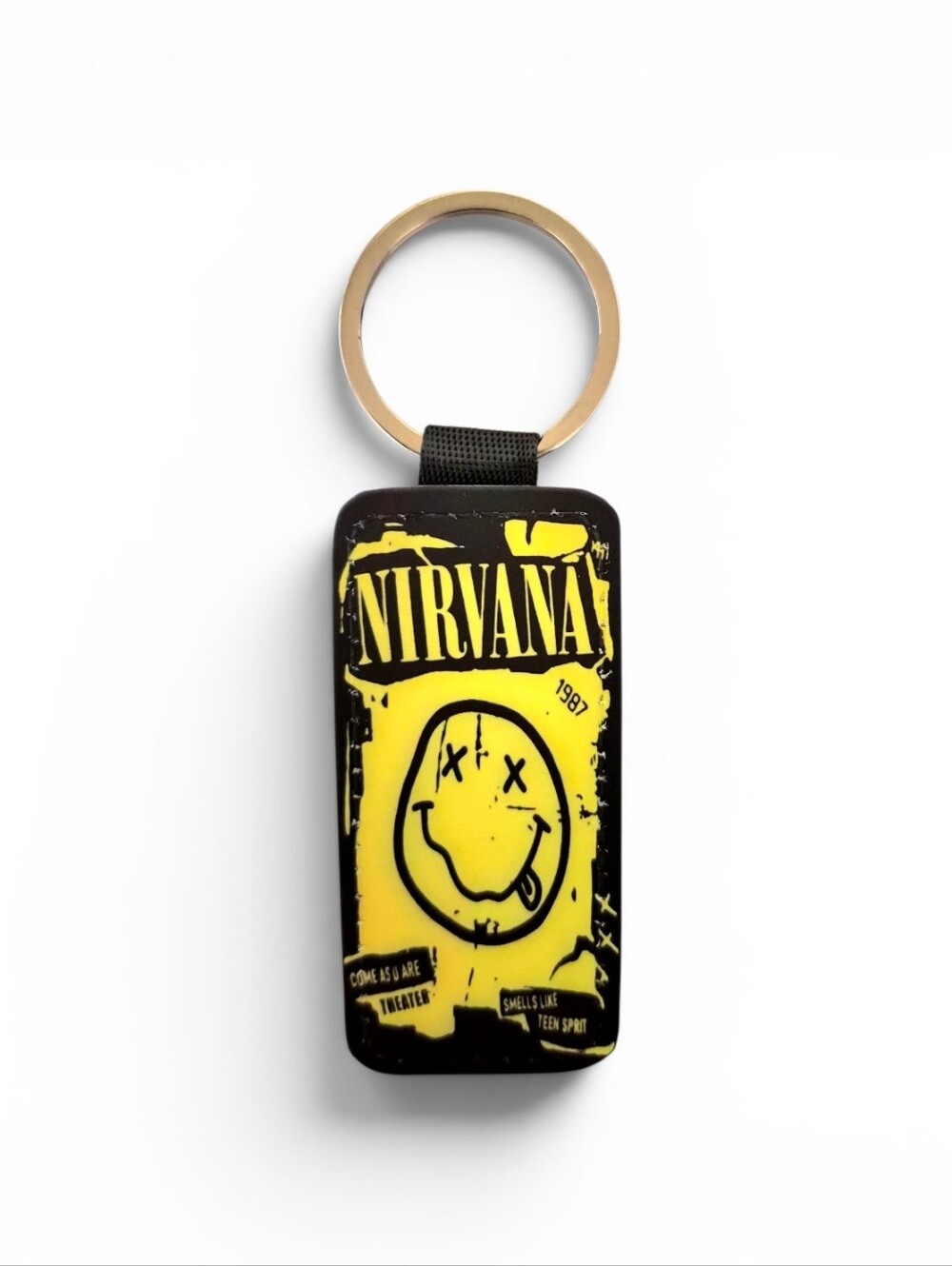 NIRVANA Black and Yellow Smiley Key Ring Keychain